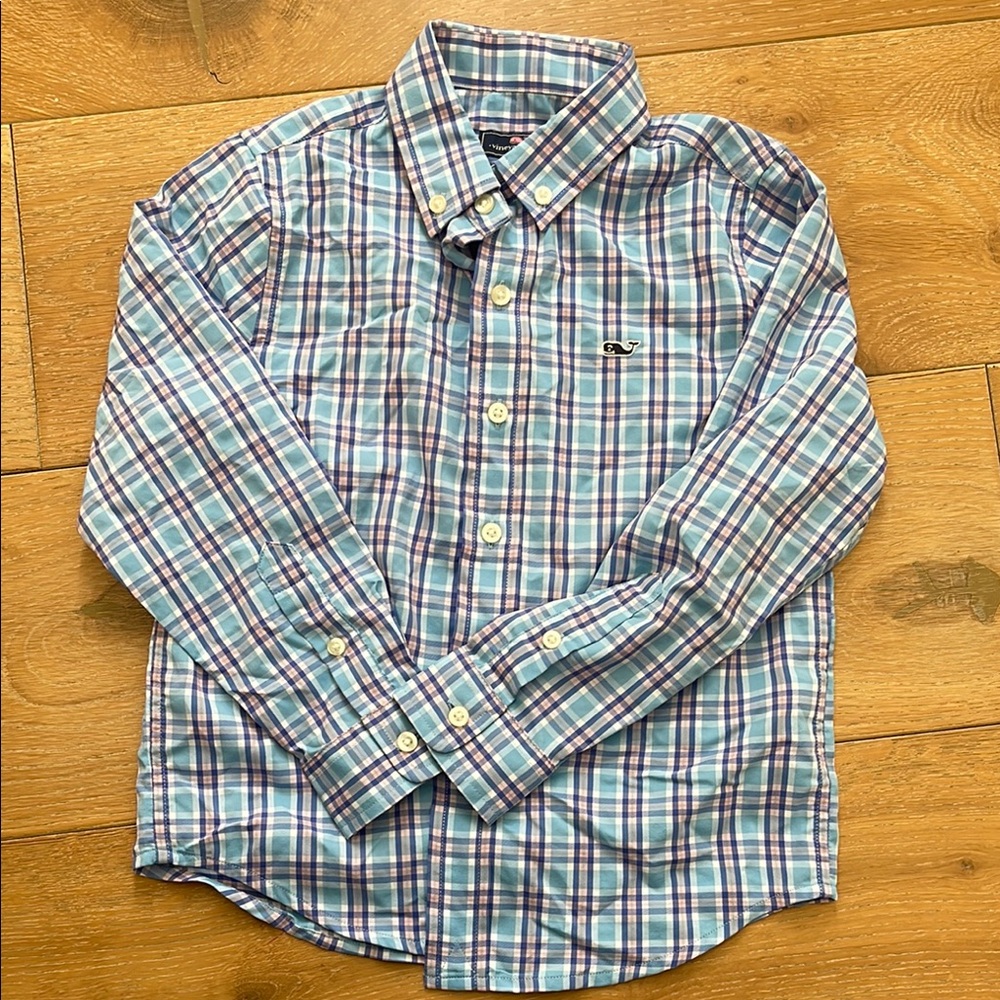 Vineyard Vines Blue and Pink Casual Button Down Shirt
